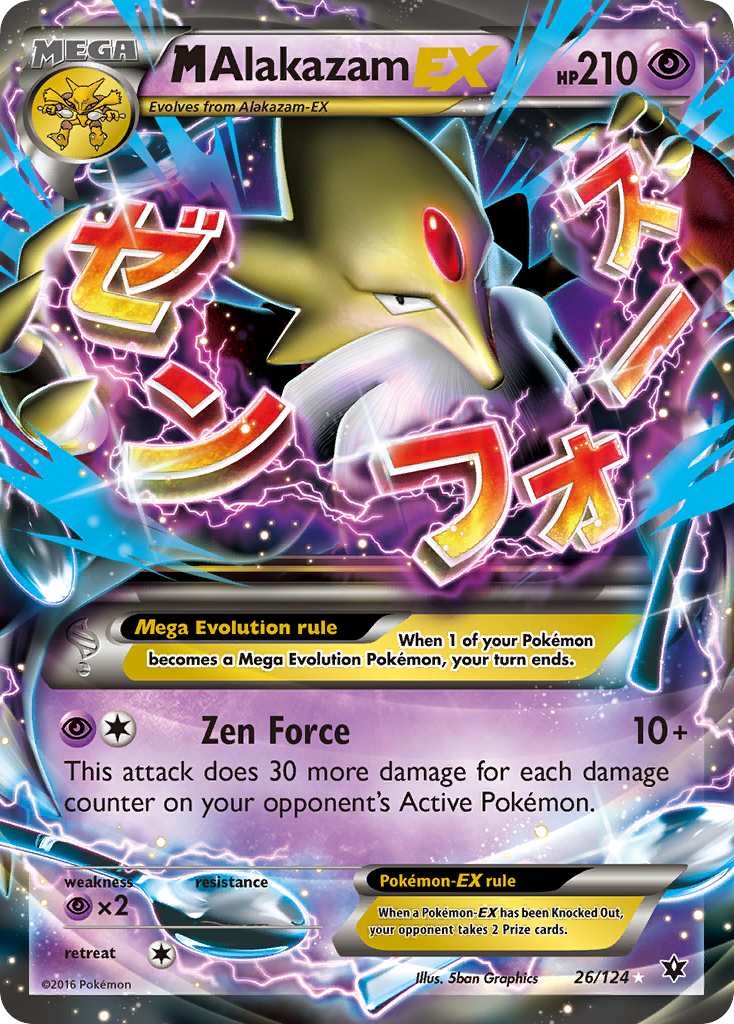 Pokemon Mega M Alakazam EX EX 26/124 XY Fates Collide New! Free Shipping!